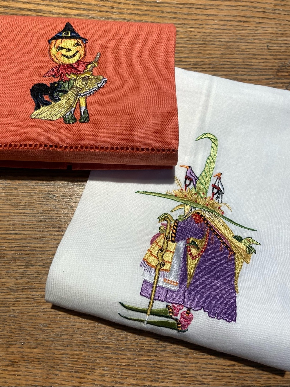 Pair of Embroidered Halloween Hand Towels
